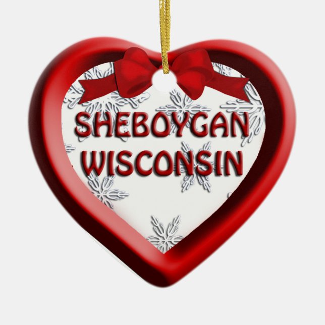 Sheboygan Wisconsin Heart Christmas Ornament (Front)