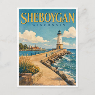 Sheboygan Wisconsin North Pier GeoSaga Postcard