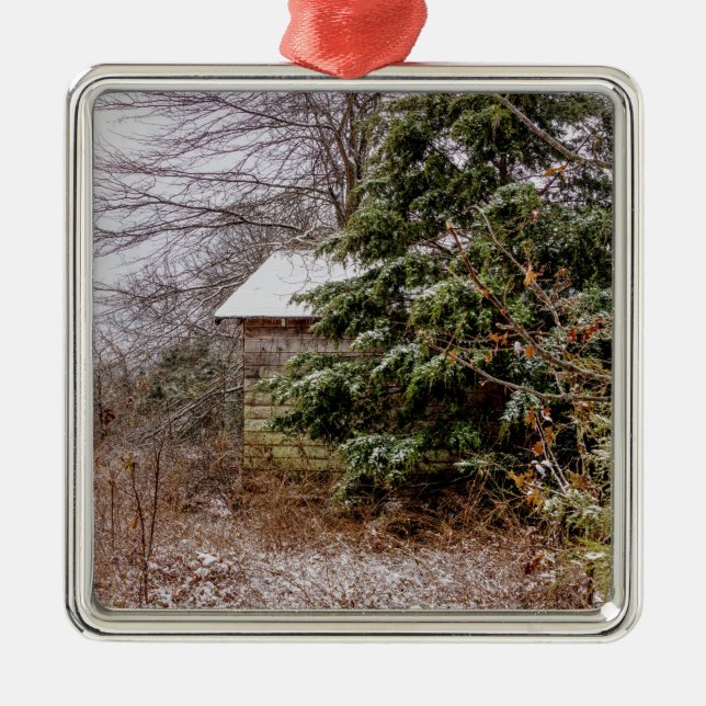 Shed Abandoned Metal Ornament (Front)