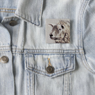 SHEEP   15 CM SQUARE BADGE