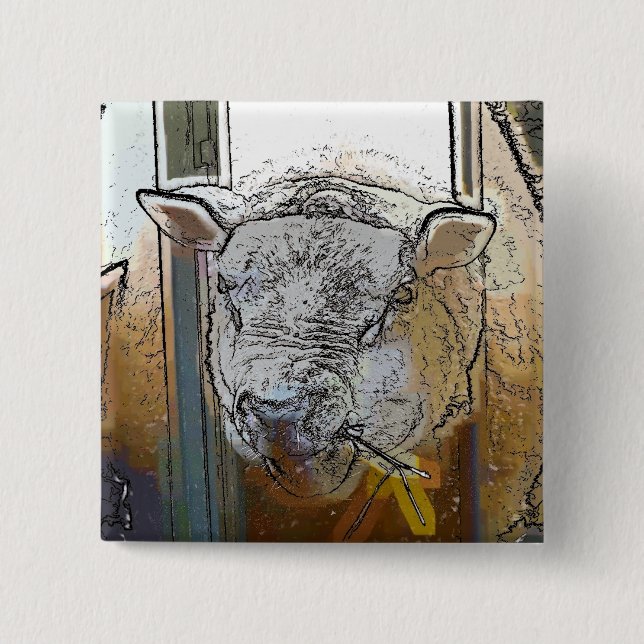 SHEEP 15 CM SQUARE BADGE (Front)