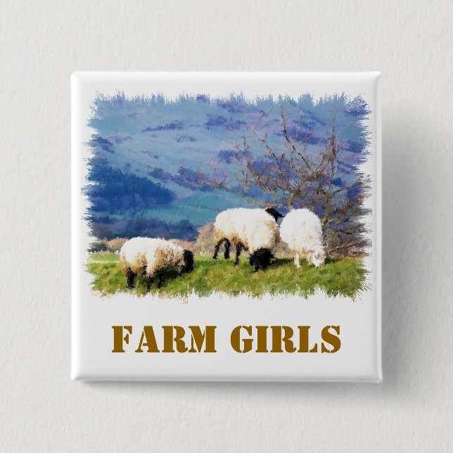SHEEP 15 CM SQUARE BADGE (Front)