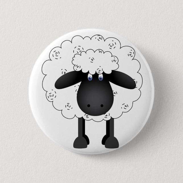 Sheep 6 Cm Round Badge (Front)