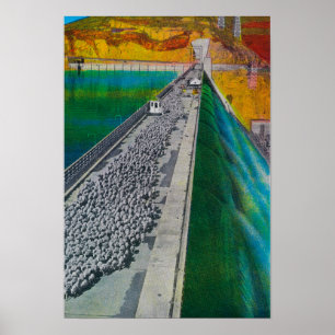 Sheep across Grand Coulee Dam Poster