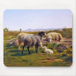 Sheep and a Lamb in Nature (by Rosa Bonheur) Mouse Pad