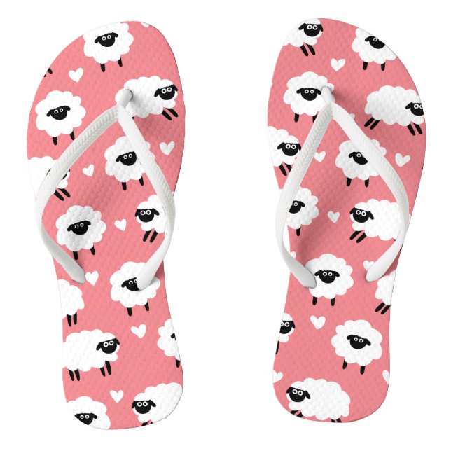 Sheep and Hearts - Pink Thongs (Footbed)