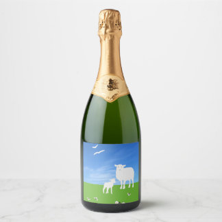 Sheep and Lamb  Easter Sparkling Wine Label