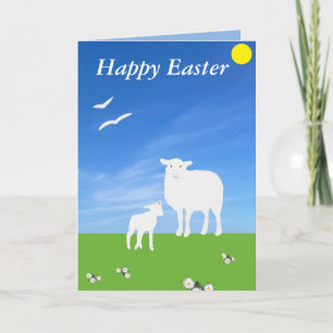 Sheep and Lamb editable Easter Holiday Card