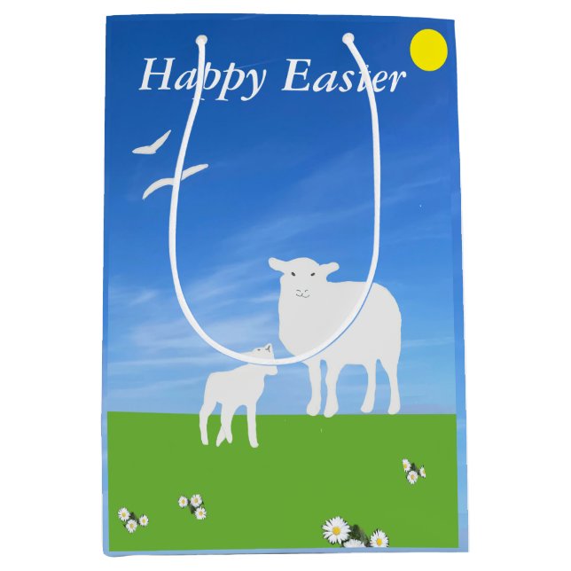Sheep and Lamb editable Easter Medium Gift Bag (Front)