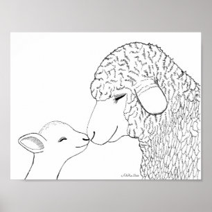 Sheep and Lamb Farm Animal Nursery Decor Art