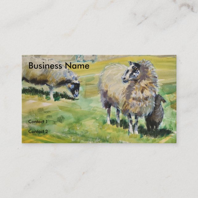 Sheep and Lamb Painting Farmer Business Cards (Front)