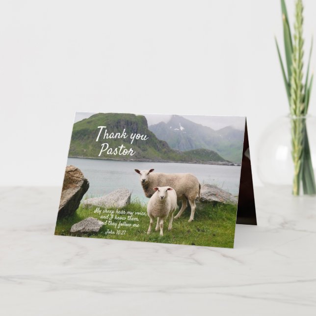 Sheep and Lamb Thanks and Appreciation for Pastor Card (Front)