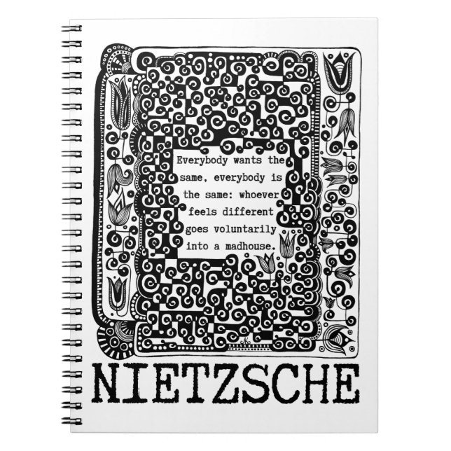 sheep and MADHOUSE philosophy quote by Nietzsche Notebook (Front)
