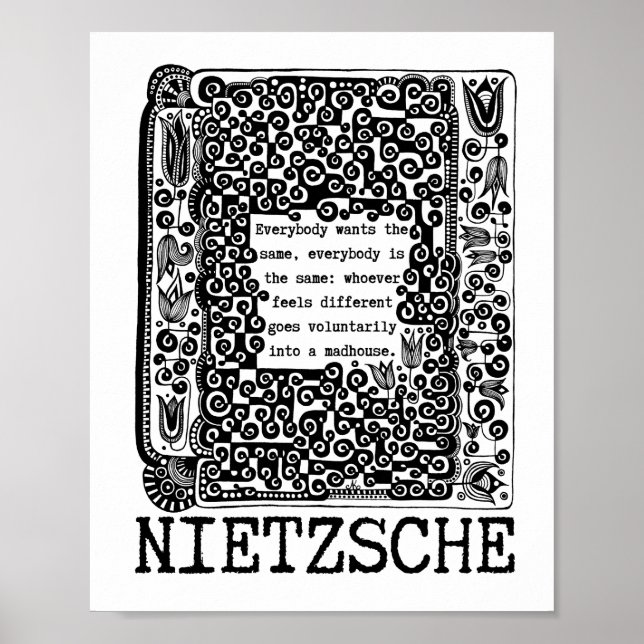 sheep and MADHOUSE philosophy quote by Nietzsche Poster (Front)