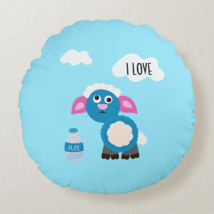 Sheep and milk round cushion