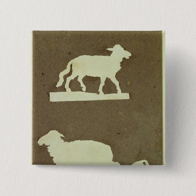 Sheep and Sheep with Lamb 15 Cm Square Badge (Front)