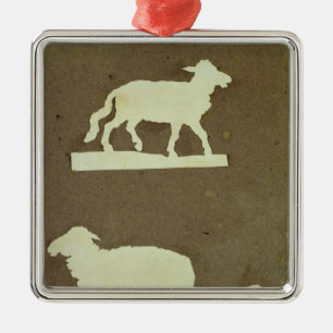 Sheep and Sheep with Lamb Metal Ornament