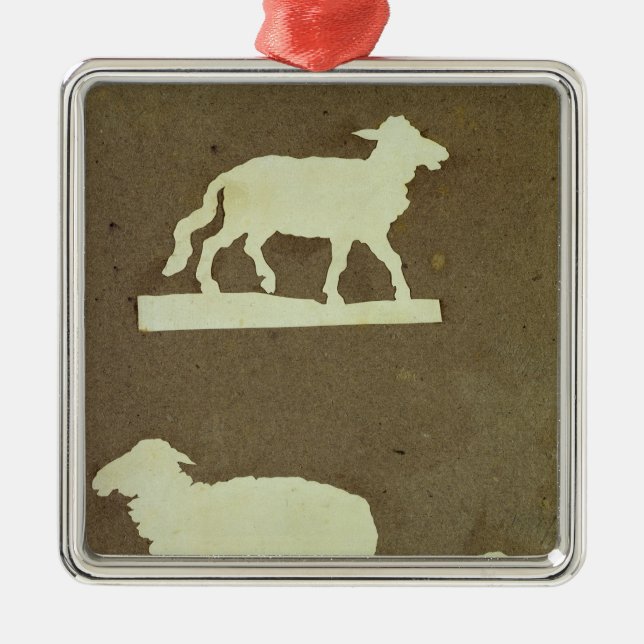 Sheep and Sheep with Lamb Metal Ornament (Front)