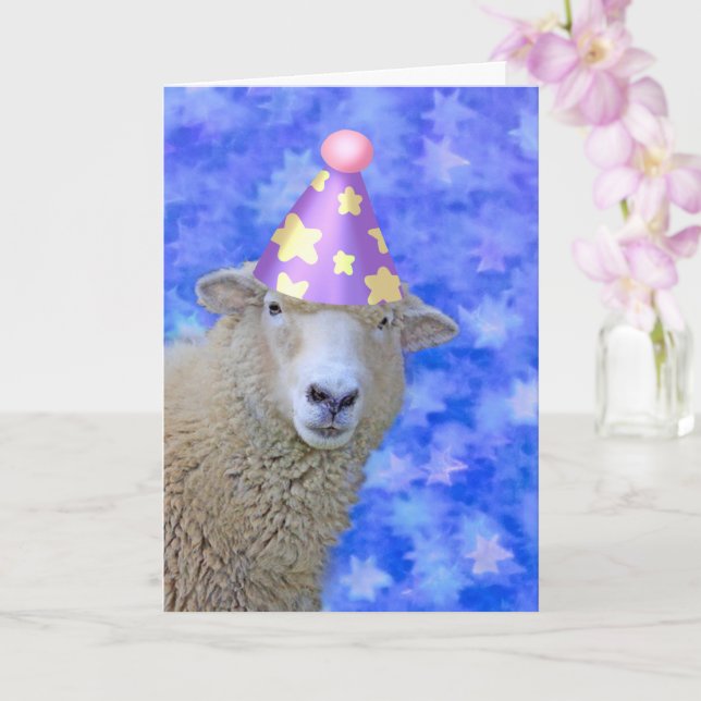 Sheep And Stars Birthday Card (Orchid)