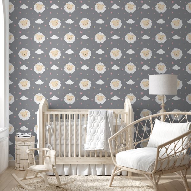 Sheep and Stars Nursery Wallpaper (Kids)