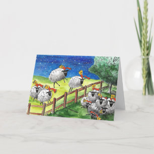 Sheep Art, Folk art Watercolor Painting Art Card