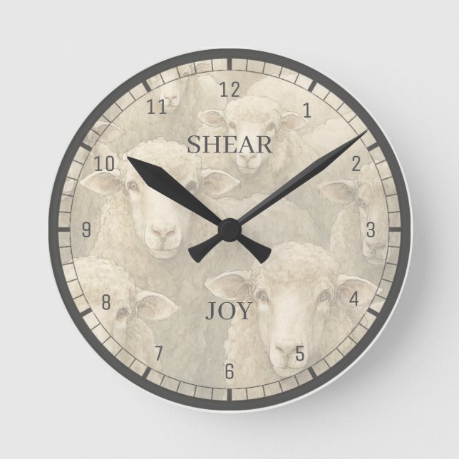 Sheep Art Shear Joy Custom Round Clock (Front)