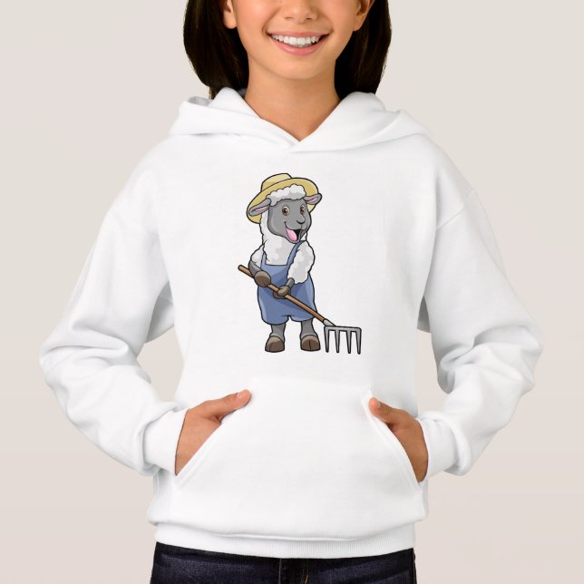Sheep as Farmer with Rake & Hat (Front)