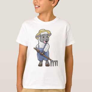 Sheep as Farmer with Rake & Hat T-Shirt