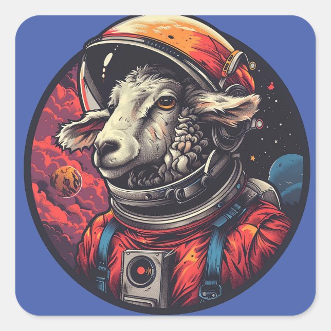 Sheep Astronaut's Square Sticker (Front)
