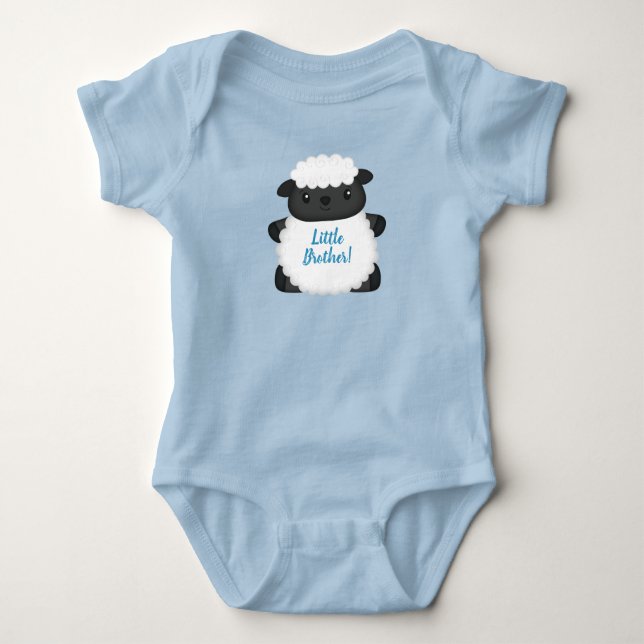 Sheep Baby Shower Blue Baby Bodysuit (Front)