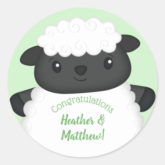 Sheep Baby Shower Farm Classic Round Sticker (Front)