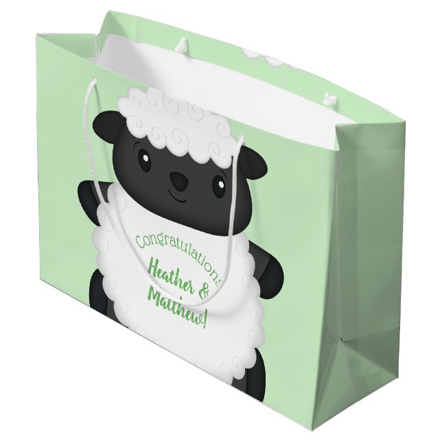 Sheep Baby Shower Farm Large Gift Bag (Back Angled)