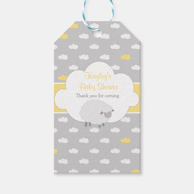 Sheep Baby Shower Gift Tags (Personalised) (Front)