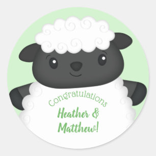 Sheep Baby Shower Green Classic Round Sticker