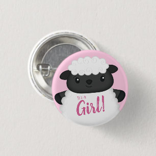 Sheep Baby Shower Pink 3 Cm Round Badge