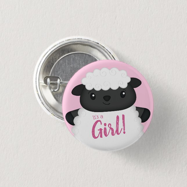 Sheep Baby Shower Pink 3 Cm Round Badge (Front & Back)