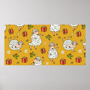 sheep background vintage poster