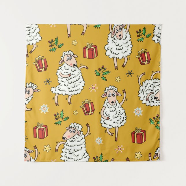 sheep background vintage tapestry (Front)