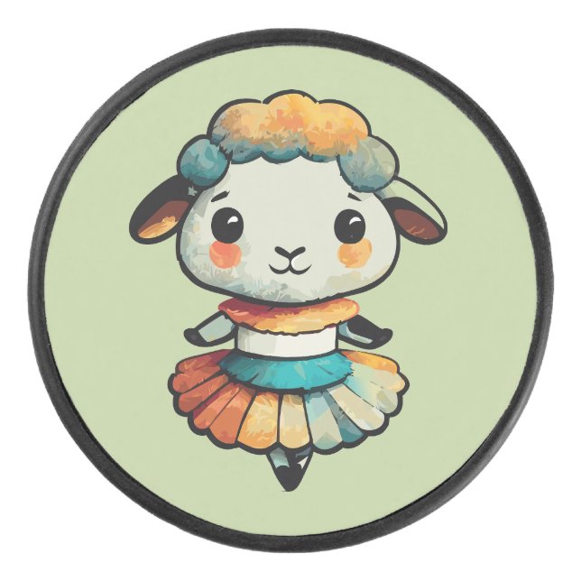 Sheep Ballerina Hockey Puck (Front)