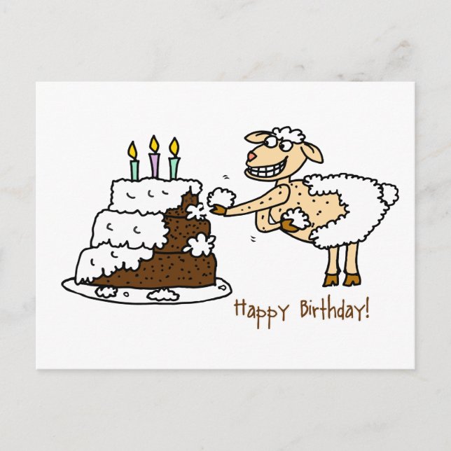 Sheep Birthday Cake Postcard (Front)