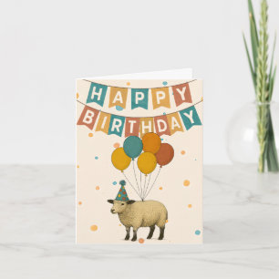 Sheep Birthday Card – Cute Party Animal