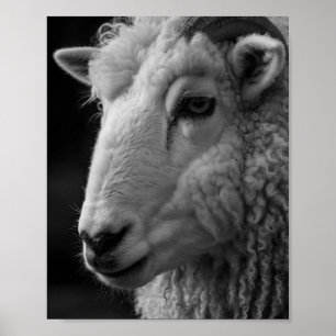 Sheep Black and White Studio Wall Art