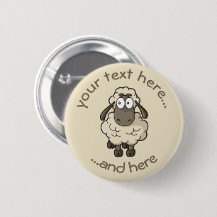 Sheep Cartoon Beige 6 Cm Round Badge
