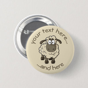 Sheep Cartoon Beige 6 Cm Round Badge