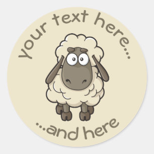 Sheep Cartoon Beige Classic Round Sticker