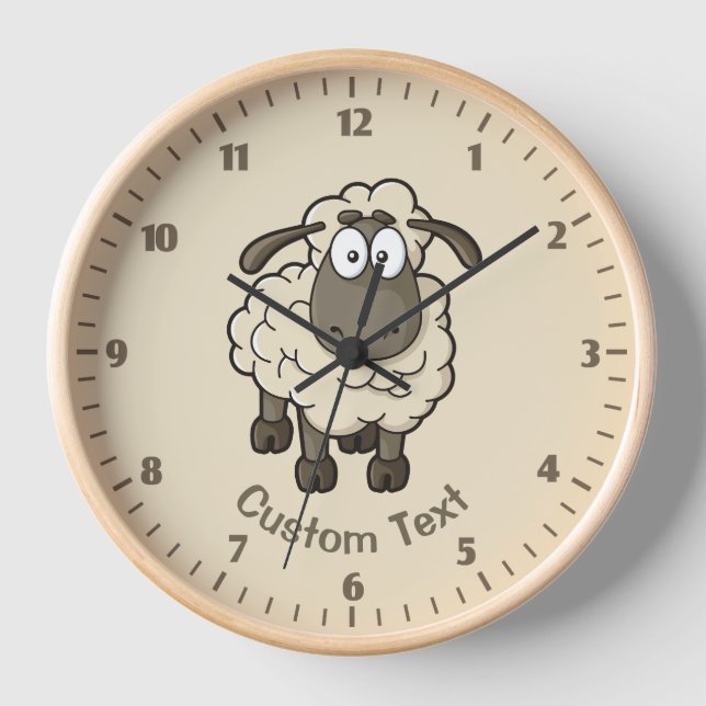 Sheep Cartoon Beige Clock (Front)
