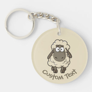 Sheep Cartoon Beige Keychain