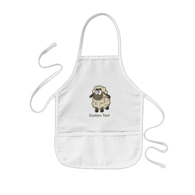 Sheep Cartoon Beige Kids Apron (Front)