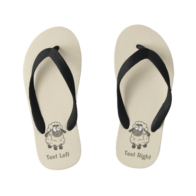 Sheep Cartoon Beige Kid's Thongs (Footbed)