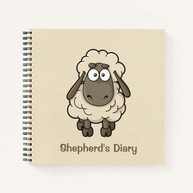 Sheep Cartoon Beige Notebook (Front)